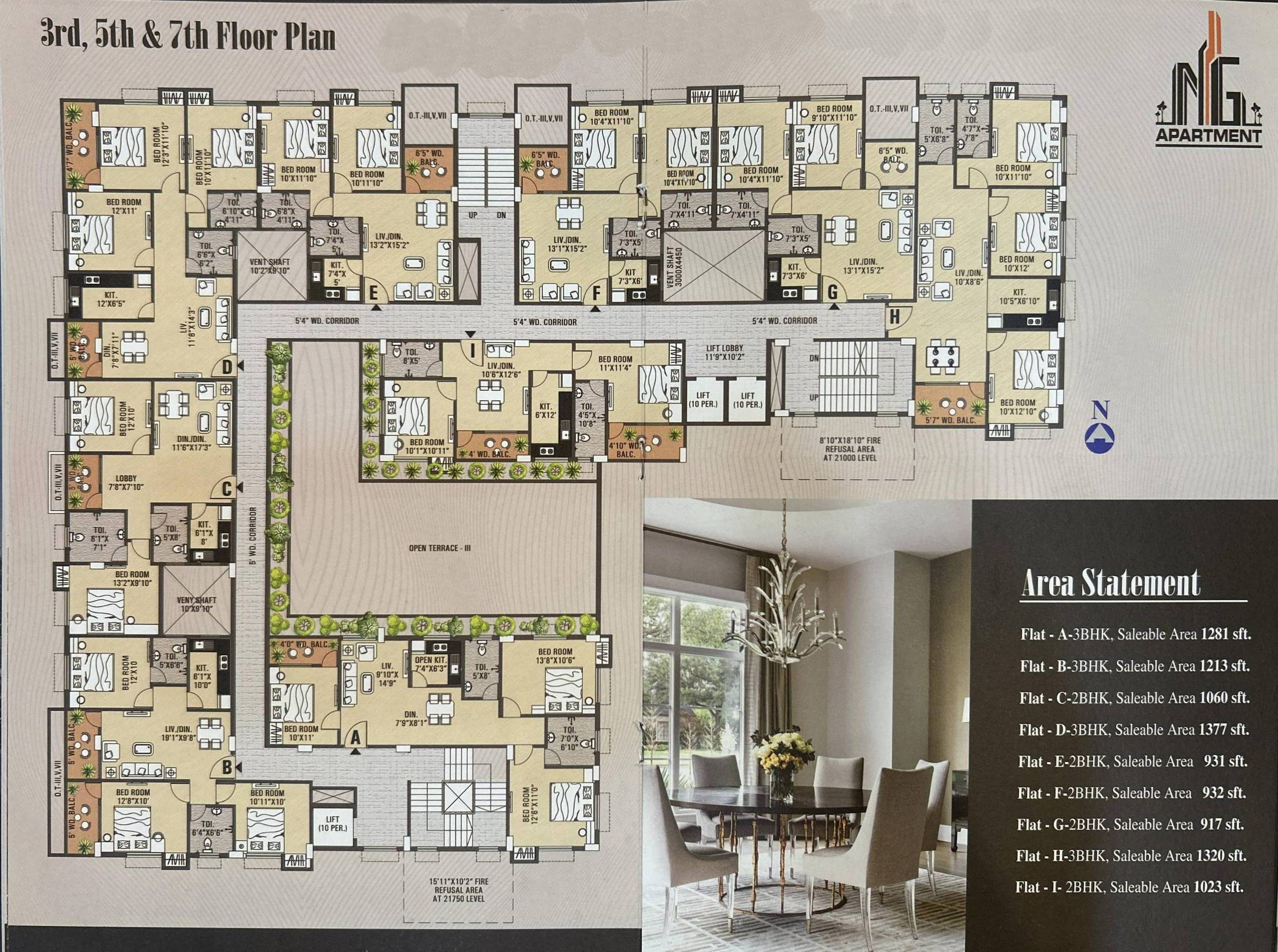 FLAT - C - 2 BHK - 3RD, 4TH & 7TH FLOOR.