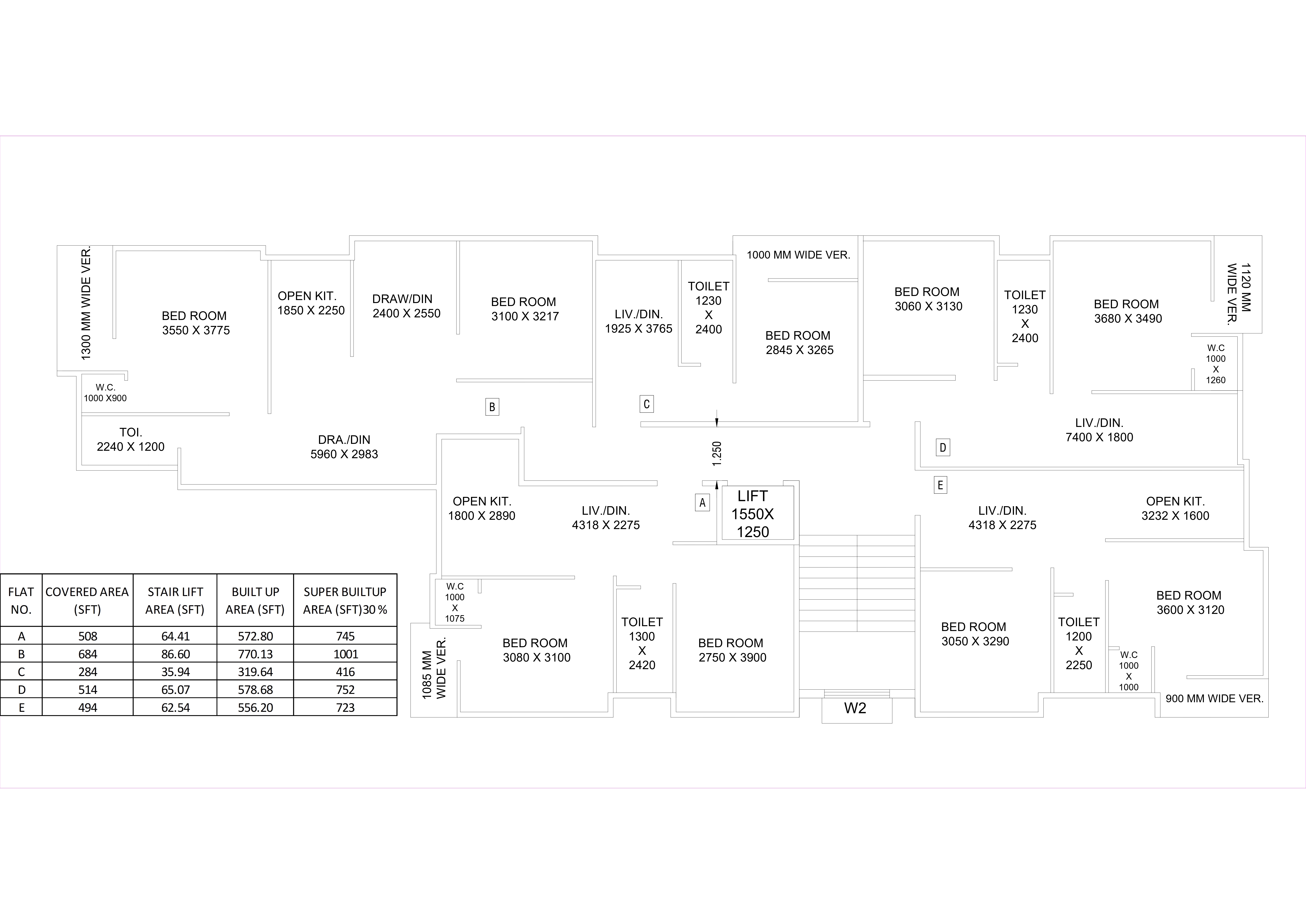 2 BHK - FLAT - D (1ST, 3RD FLOOR)