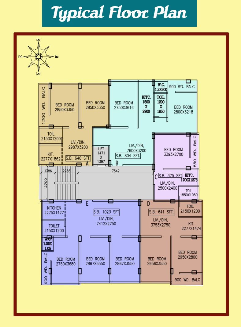 3 BHK - FLAT - E, 1ST & 4TH FLOOR