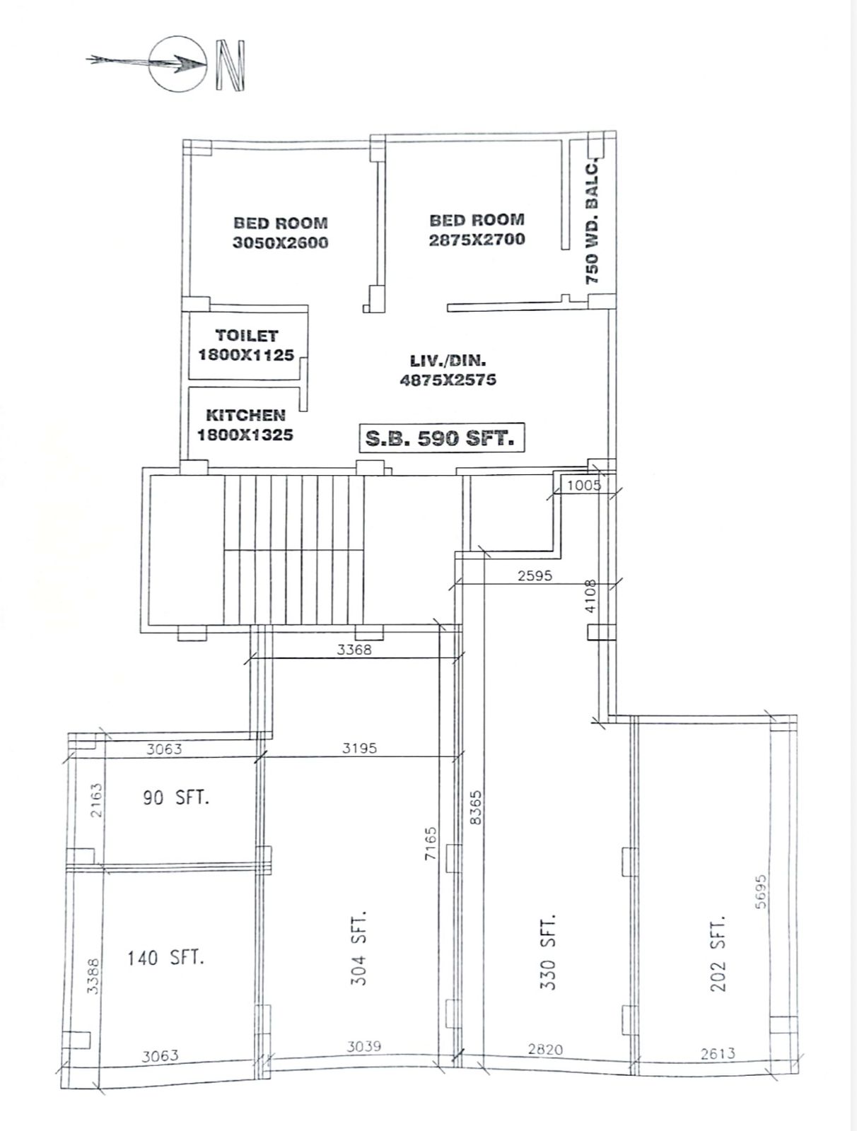 2 BHK - FLAT - C (GROUND FLOOR)