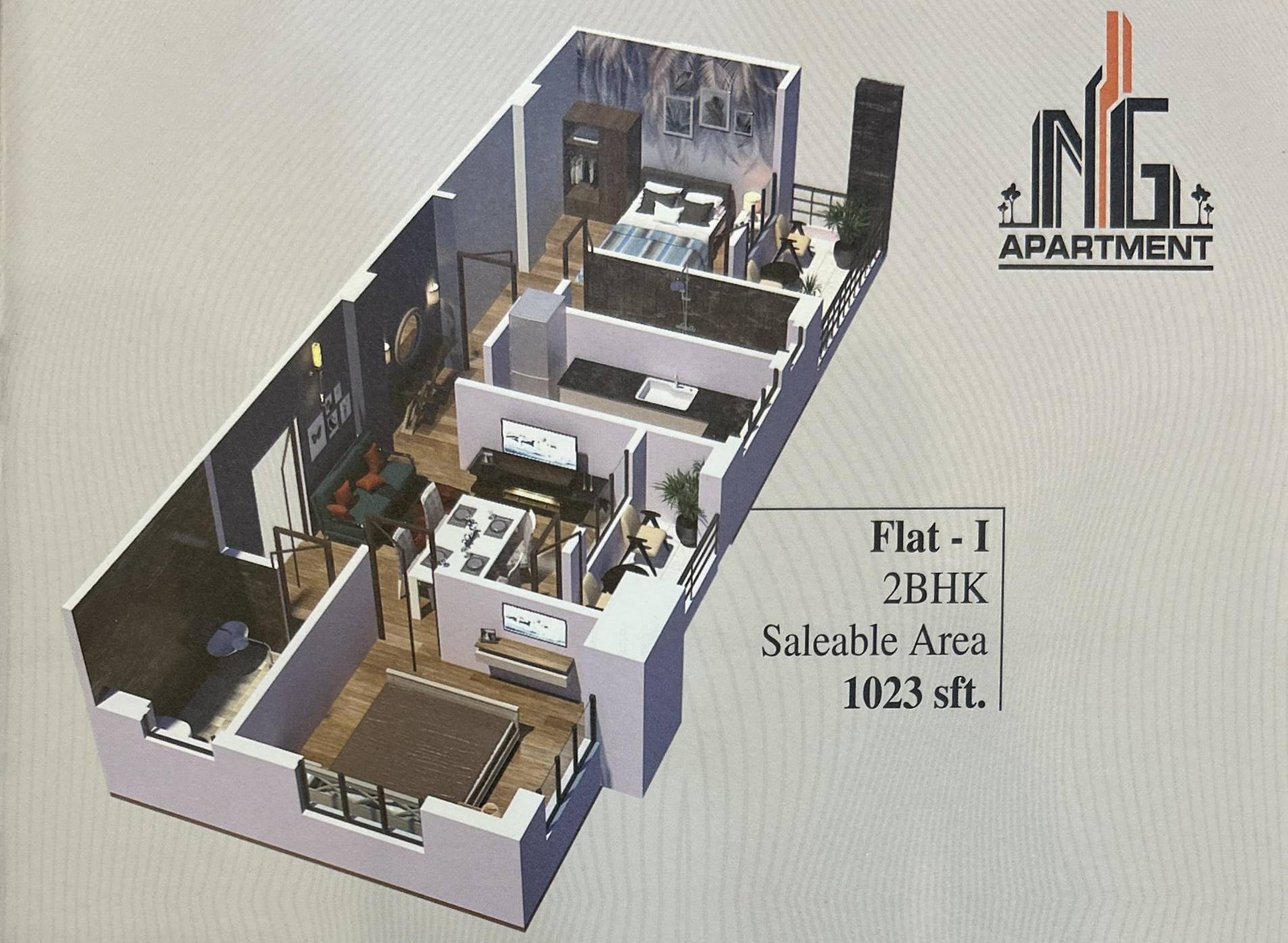 ISOMETRIC FLOOR PLAN - FLAT-I.