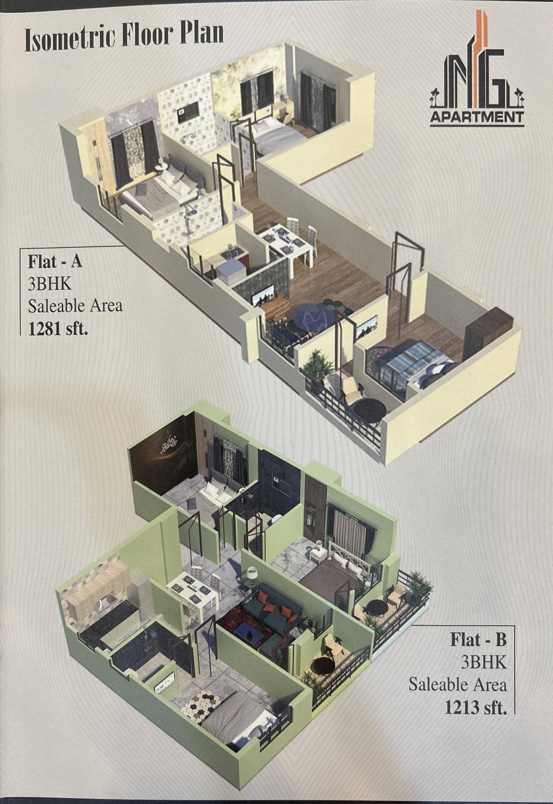 ISOMETRI FLOOR PLAN - FLAT -A & FLAT - B.